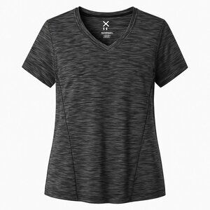 Game Time Black Heathered V-Neck Tee Shirt Women’s 1X Activewear